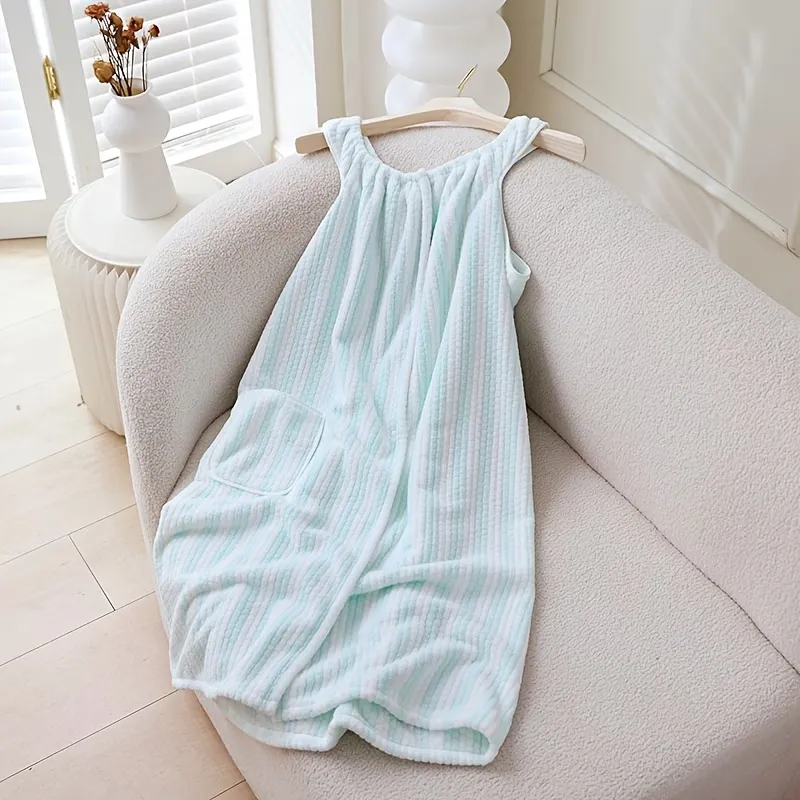 Striped Bath Wrap Dress