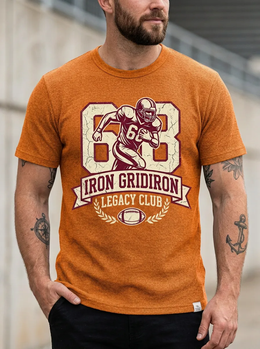 Men's American Football Fan Iron Gridiron 68 Printed T-shirt