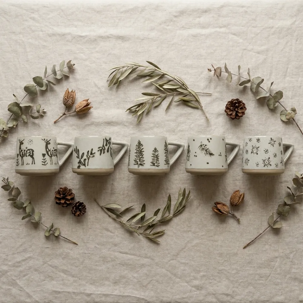 Botanical Ceramic Coffee Mugs