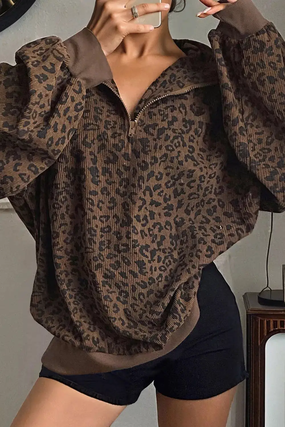 Quarter-Zip Printed Sweatshirt
