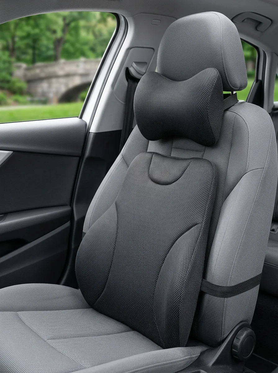 Mesh Memory-Foam Ergonomic-Look Car Neck Support Pillow