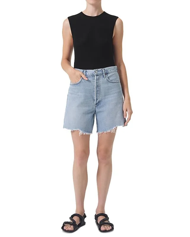 Denim Cotton Belt Loop Shorts