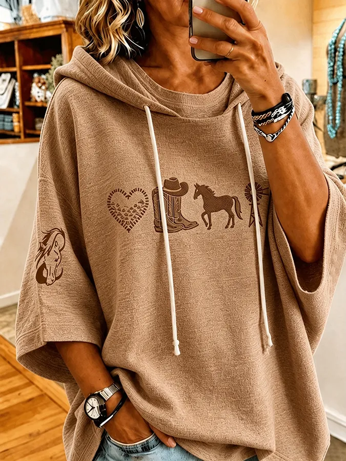 Women'S Western Style Printed Hoodie
