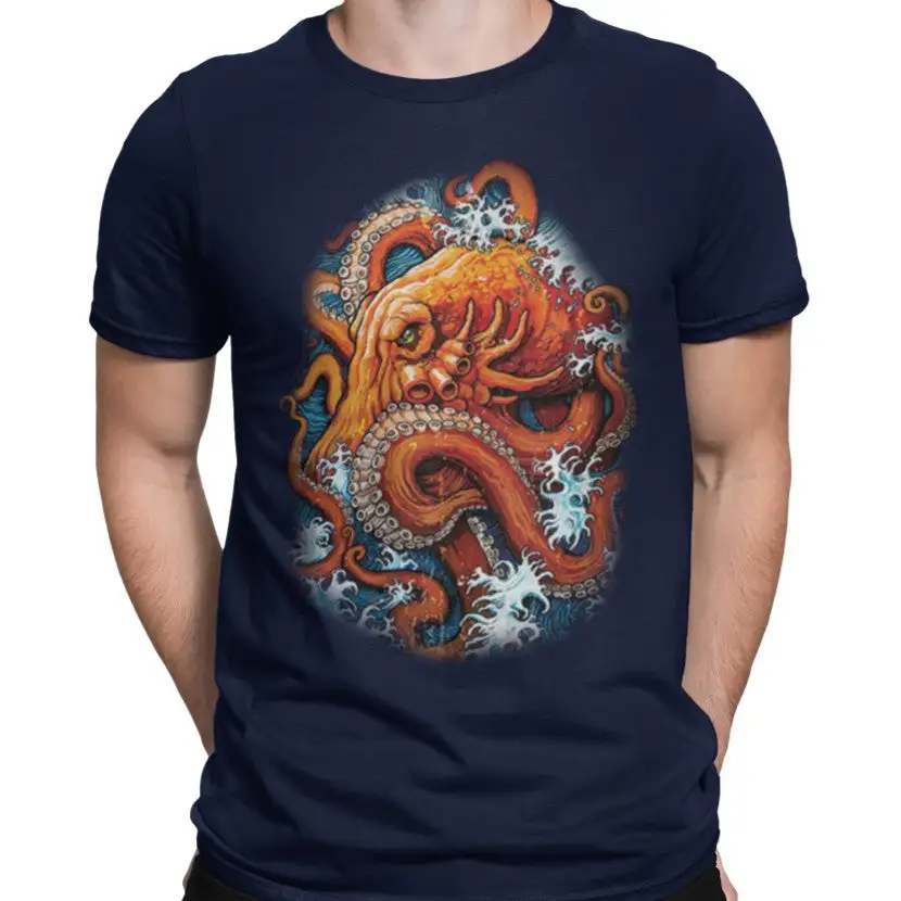 Octopus Wave Graphic Cotton T-Shirt