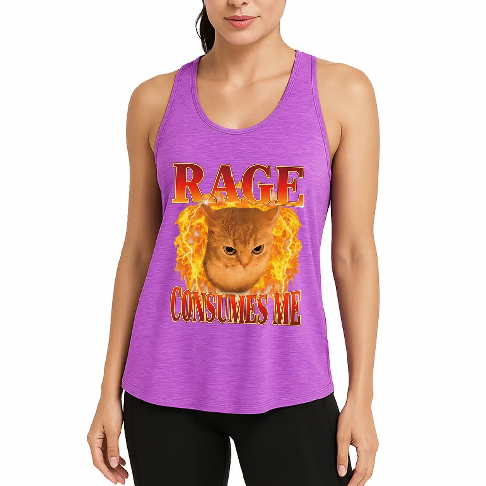 Rage Consumes Me Edgy Funny Cat Meme Athletic Tank