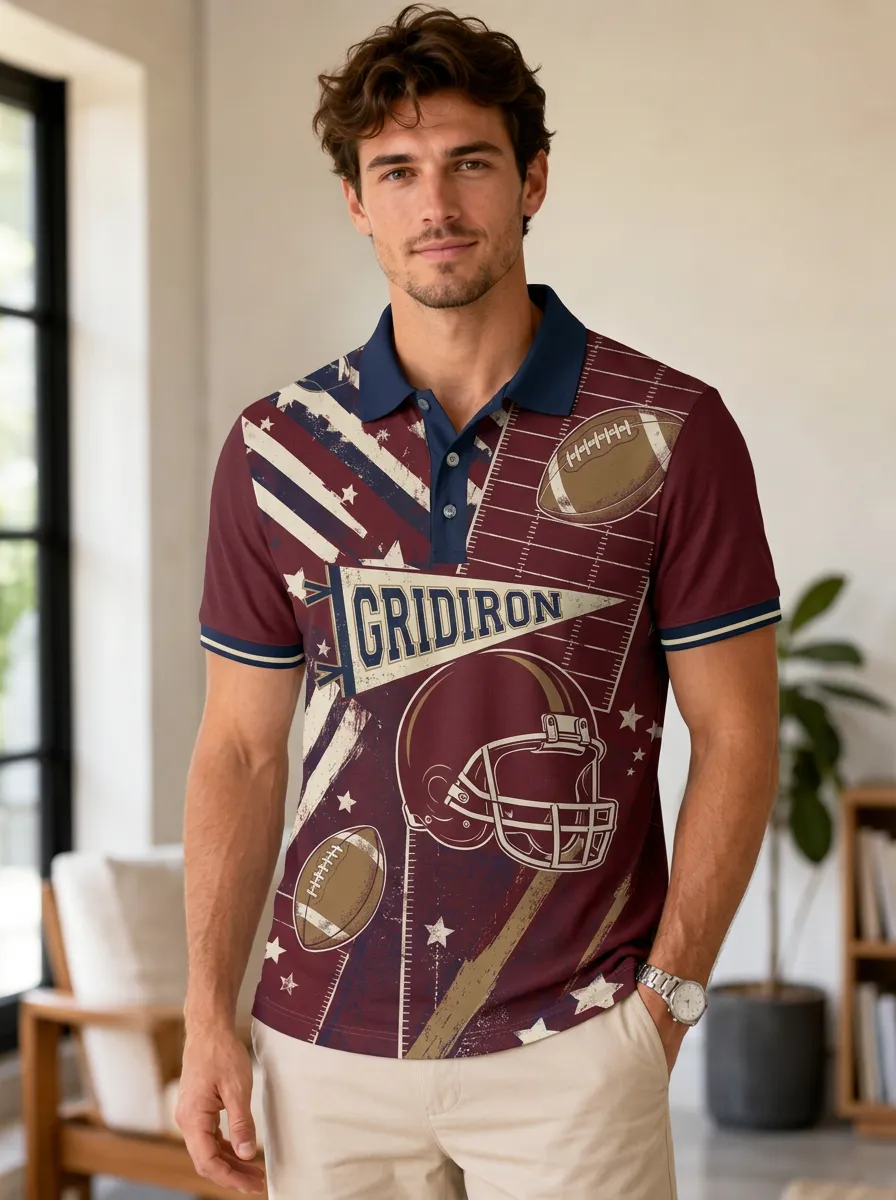 Men's Bold Gridiron Helmet Polo Shirt