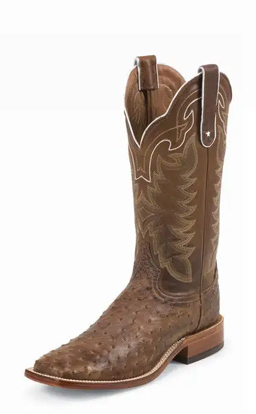 Men's Dress Full Quill Ostrich Broad Square Toe Western Boots