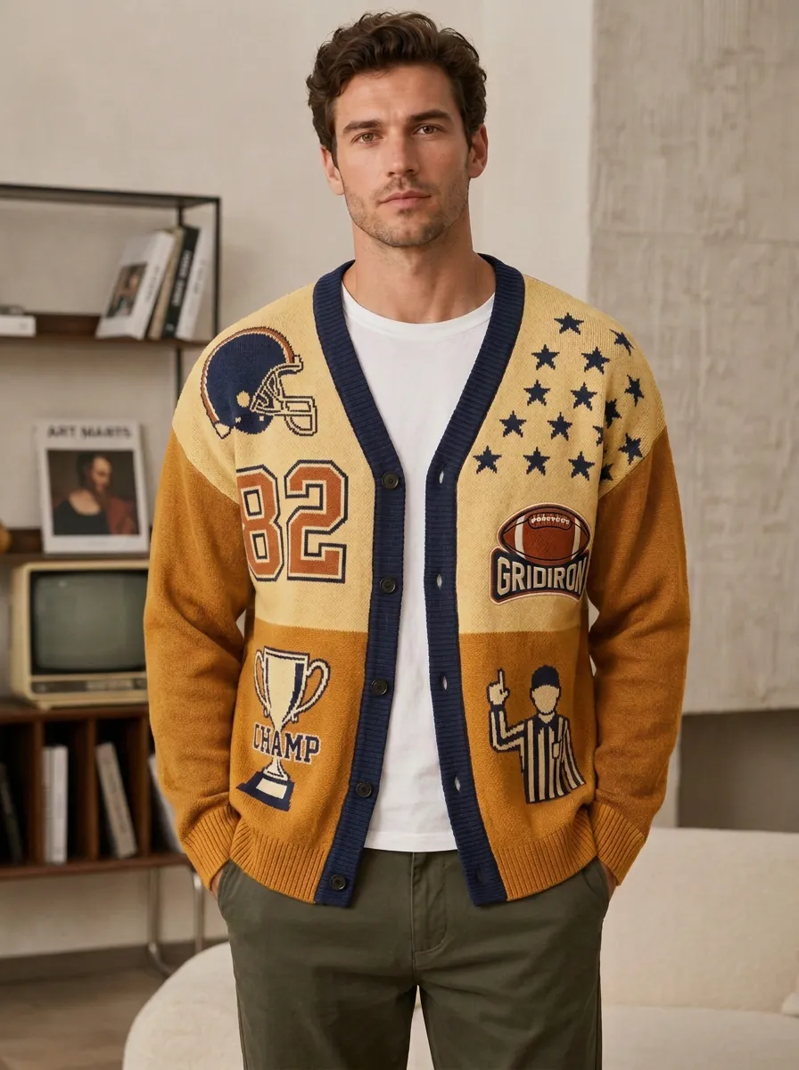 Men's Football Gridiron Trophy Stars Cardigan