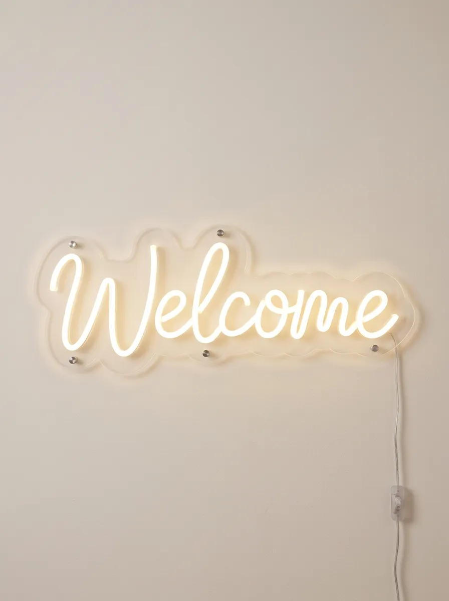 Compact Cursive Script Welcome Neon Sign