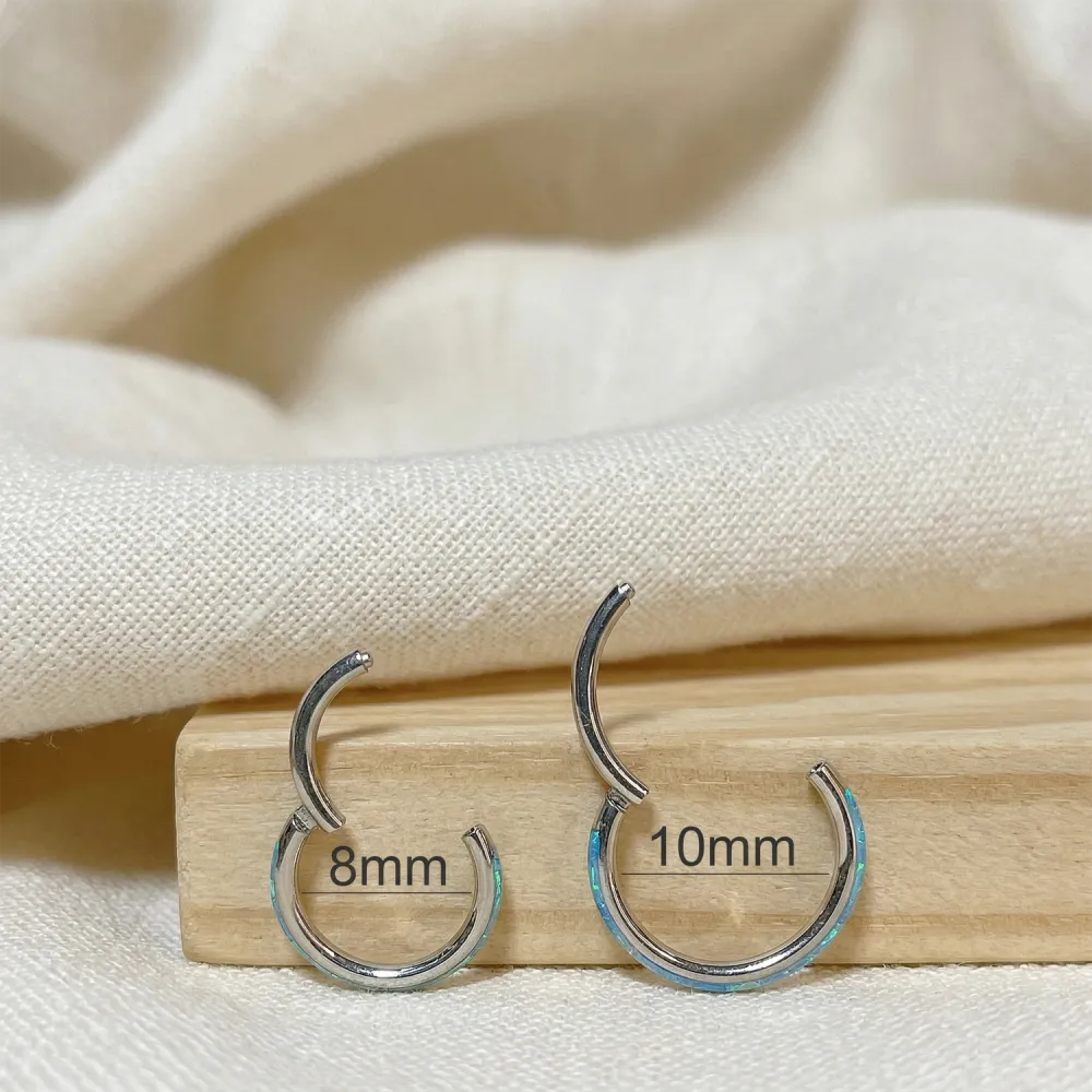 Surgical-Steel Opal Hinged Hoop Ring