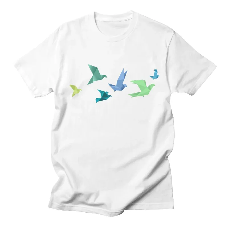 Vibrant Thousand Paper Cranes Print Short-Sleeved Top