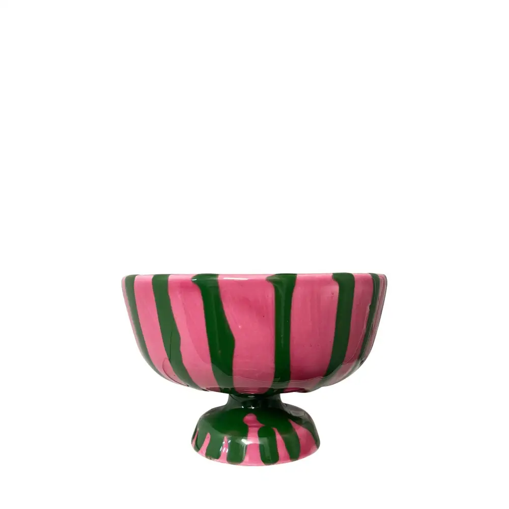 Hand-Painted Striped Ceramic Dessert Cup