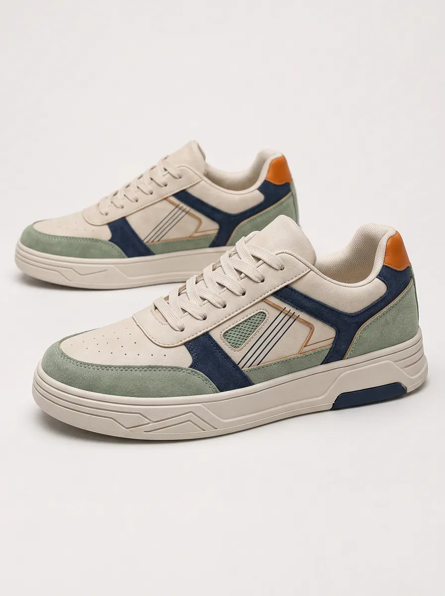 Men's Colorblock Patchwork Casual Patterned Skate Shoes