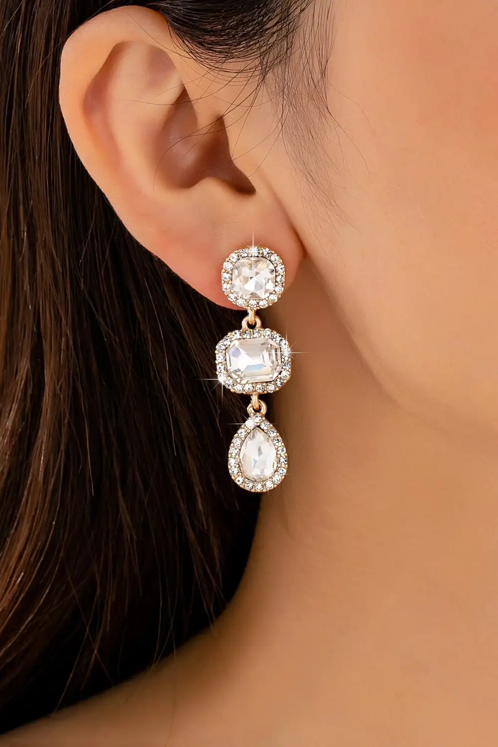 Triple Drop Pave Halo Crystal