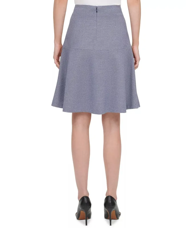 Textured Flared Zipper Skirt