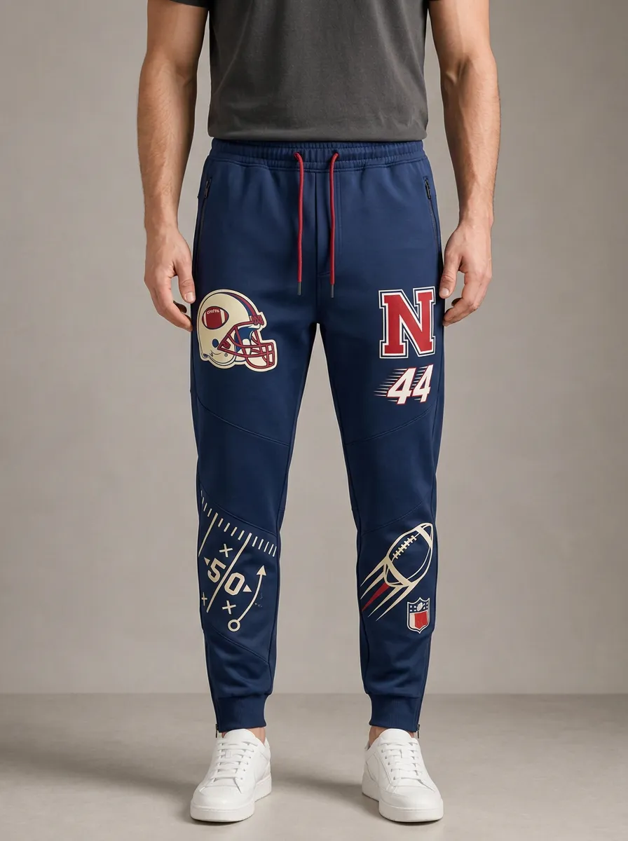 Men's American Football Fan Helmet Number 44 Printed Joggers