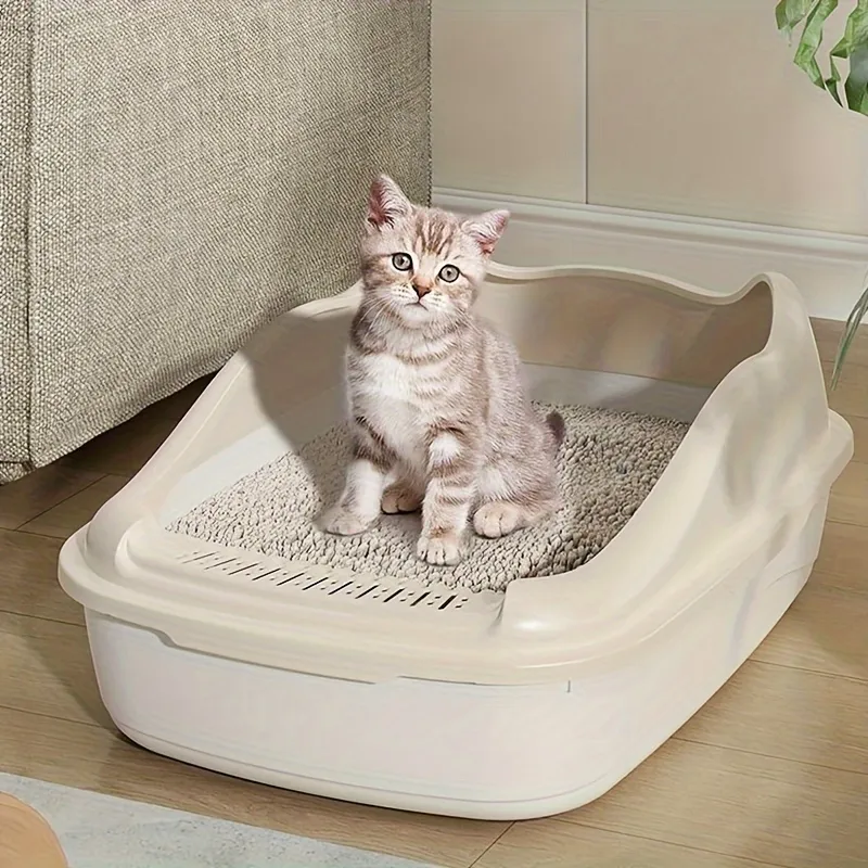 Semi-Enclosed Cat Litter Box with Scoop, Cat Essential for Mess-Reducing Litter Management
