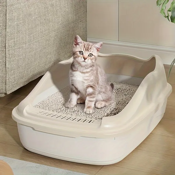 Semi-Enclosed Cat Litter Box with Scoop, Cat Essential for Mess-Reducing Litter Management