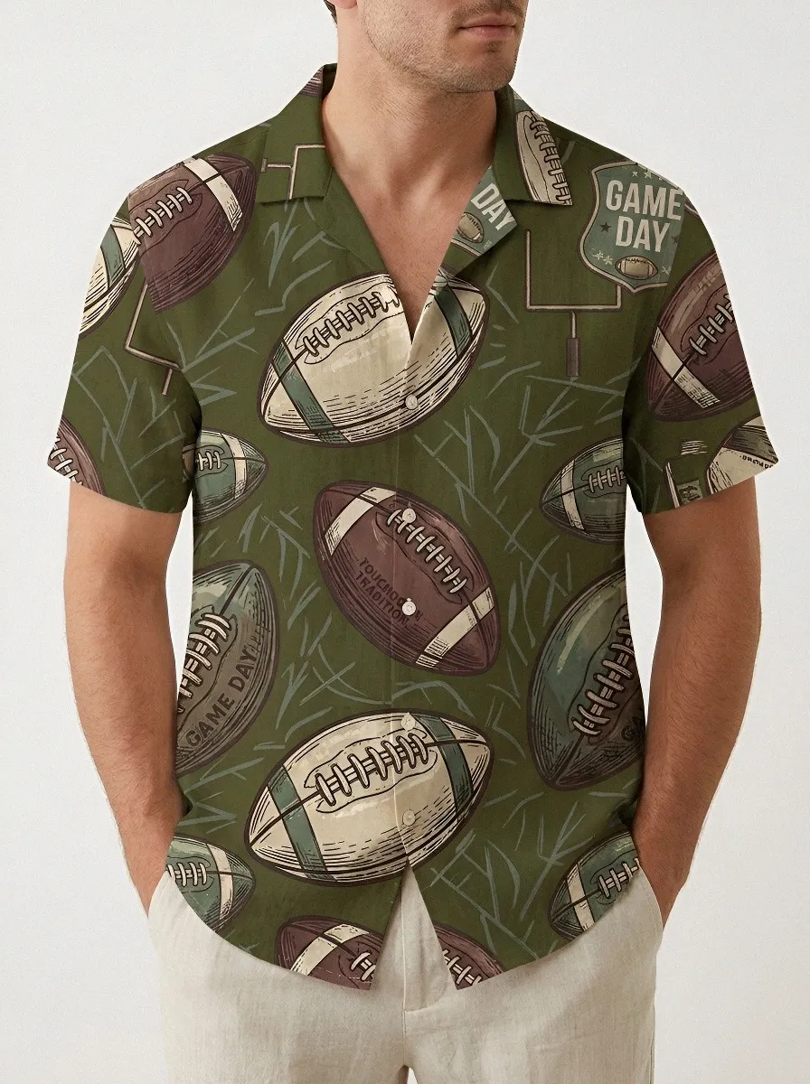 Men's American Football Game Day Printed Hawaiian Shirt