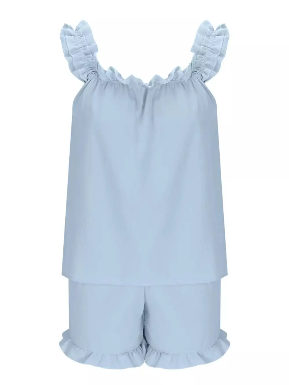Ruffle Trim Sleeveless Top Shorts Set