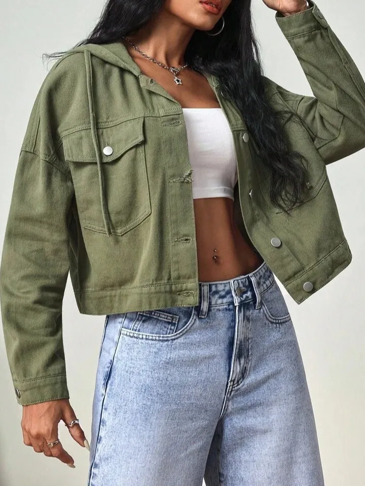 Hooded Denim Zip Jacket