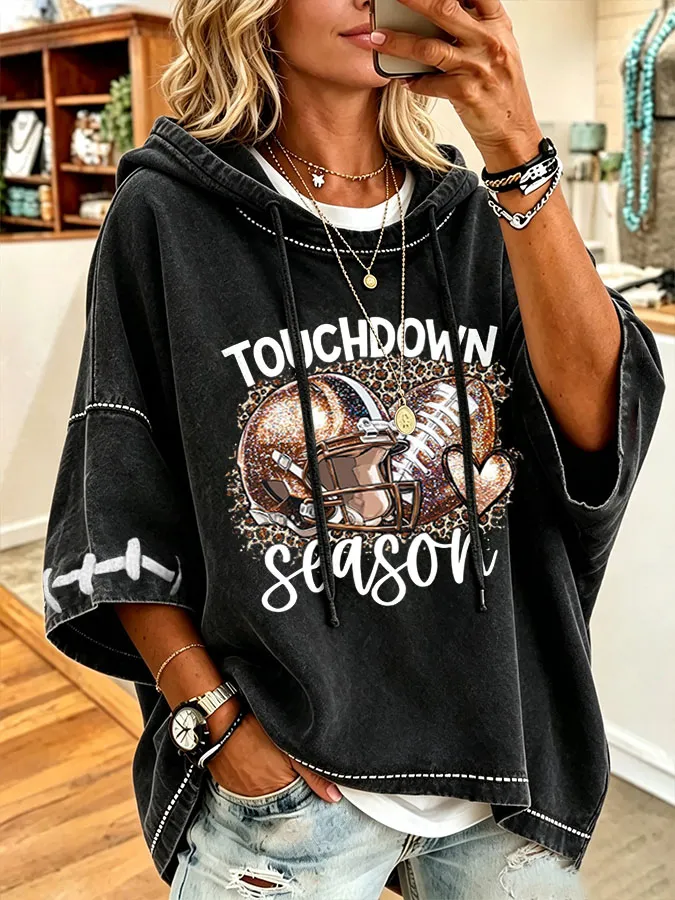 Women'S Football  Enthusiasts Print Casual Hoodie