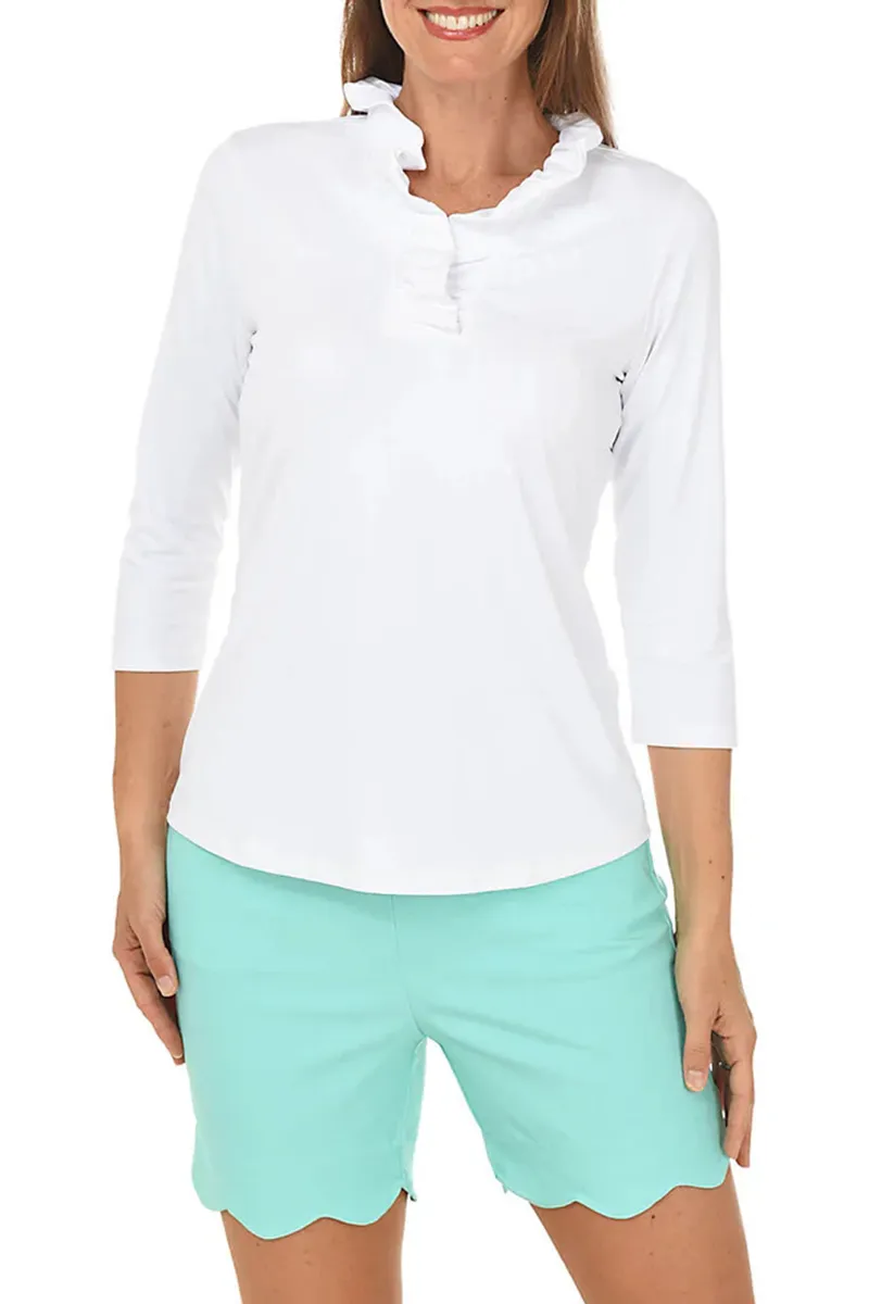 Daily Solid Ruffle Neck Top