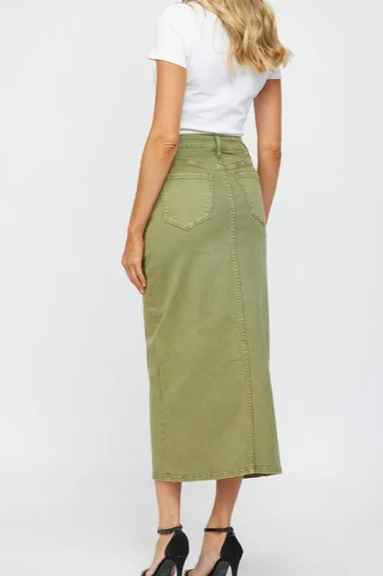 Denim Midi Slit Skirt