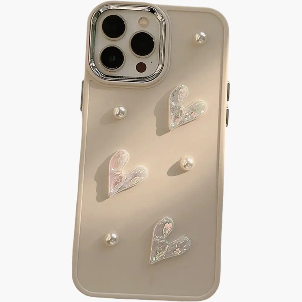 Heart Iridescent Pearl Detail Phone Case