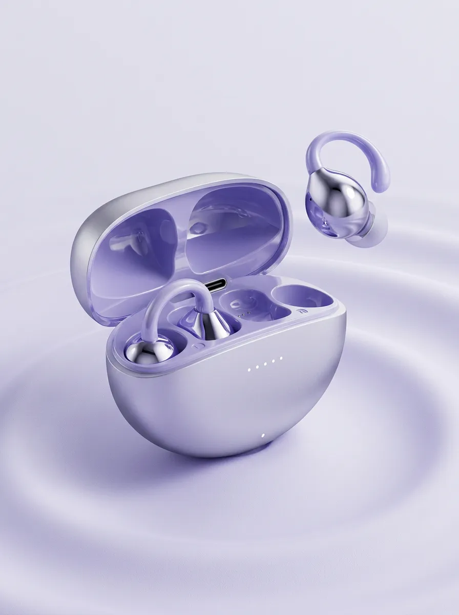 Metallic Ear-Hook Wireless Earbuds