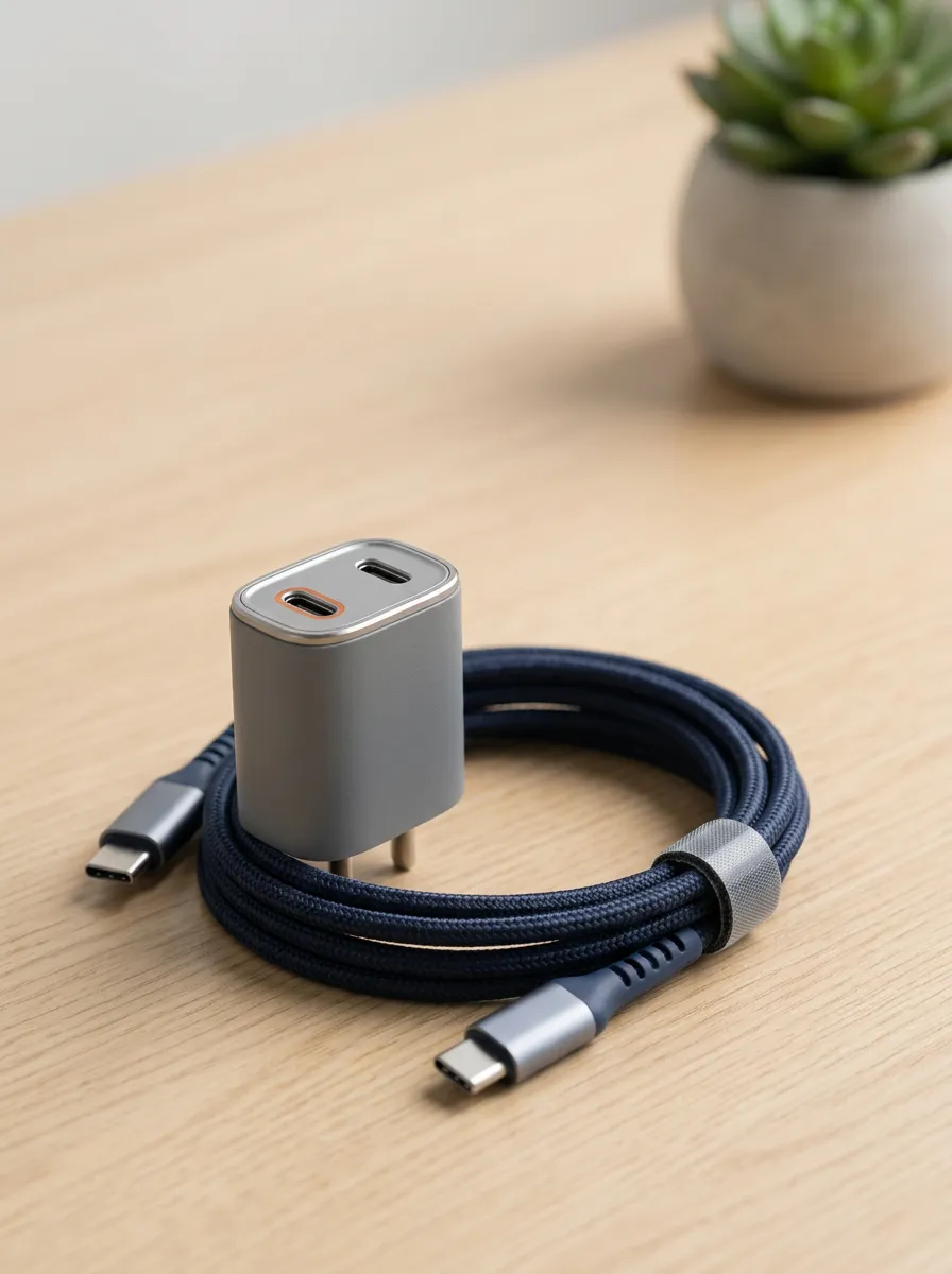 Dual USB-C Braided Wall Charger and Cable Kit
