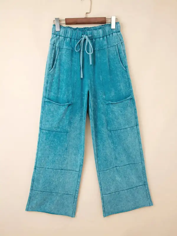 Sequin High Rise Drawstring Pocketed Pants