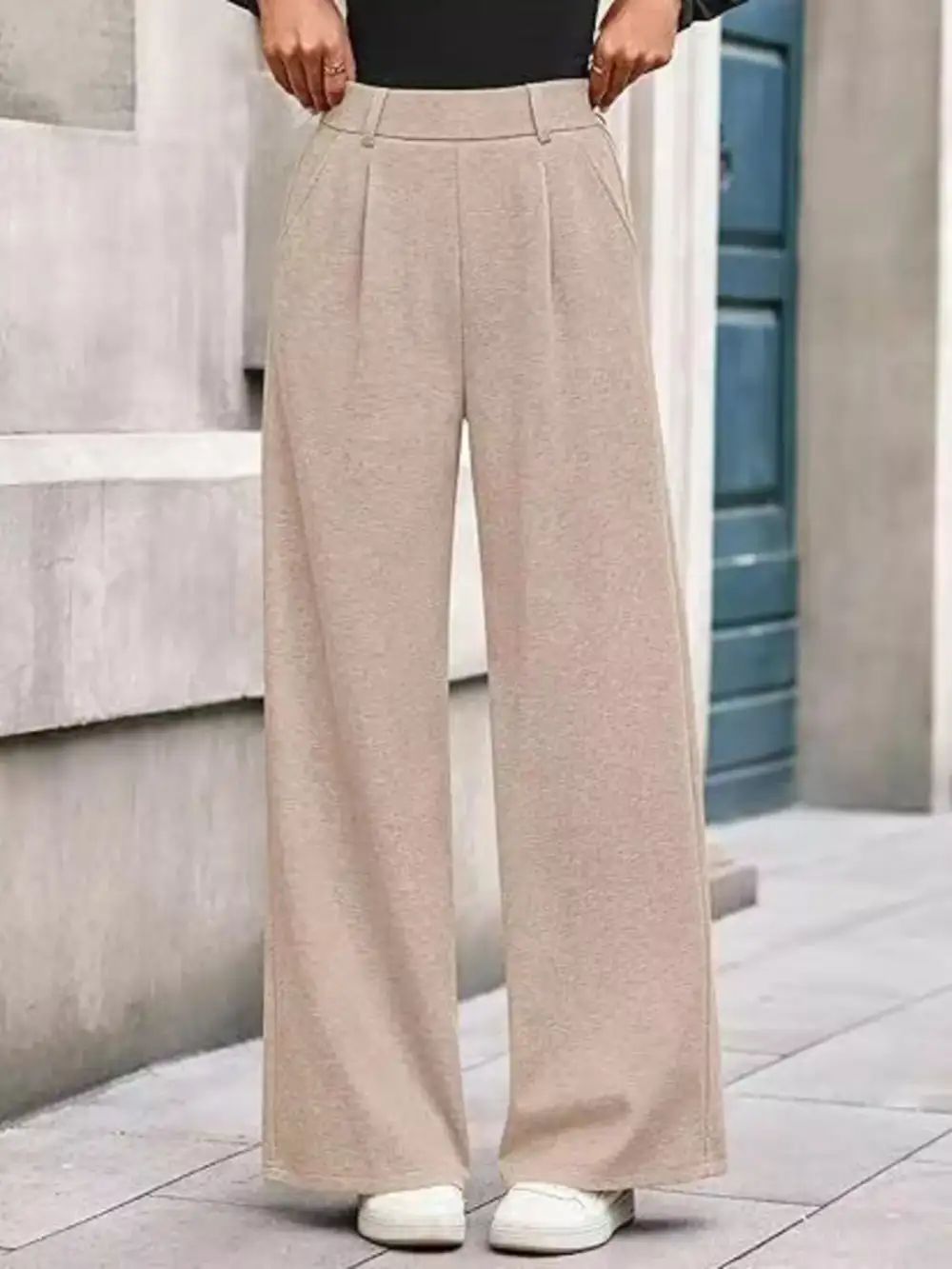 Wide Leg Pocketed Casual Pants