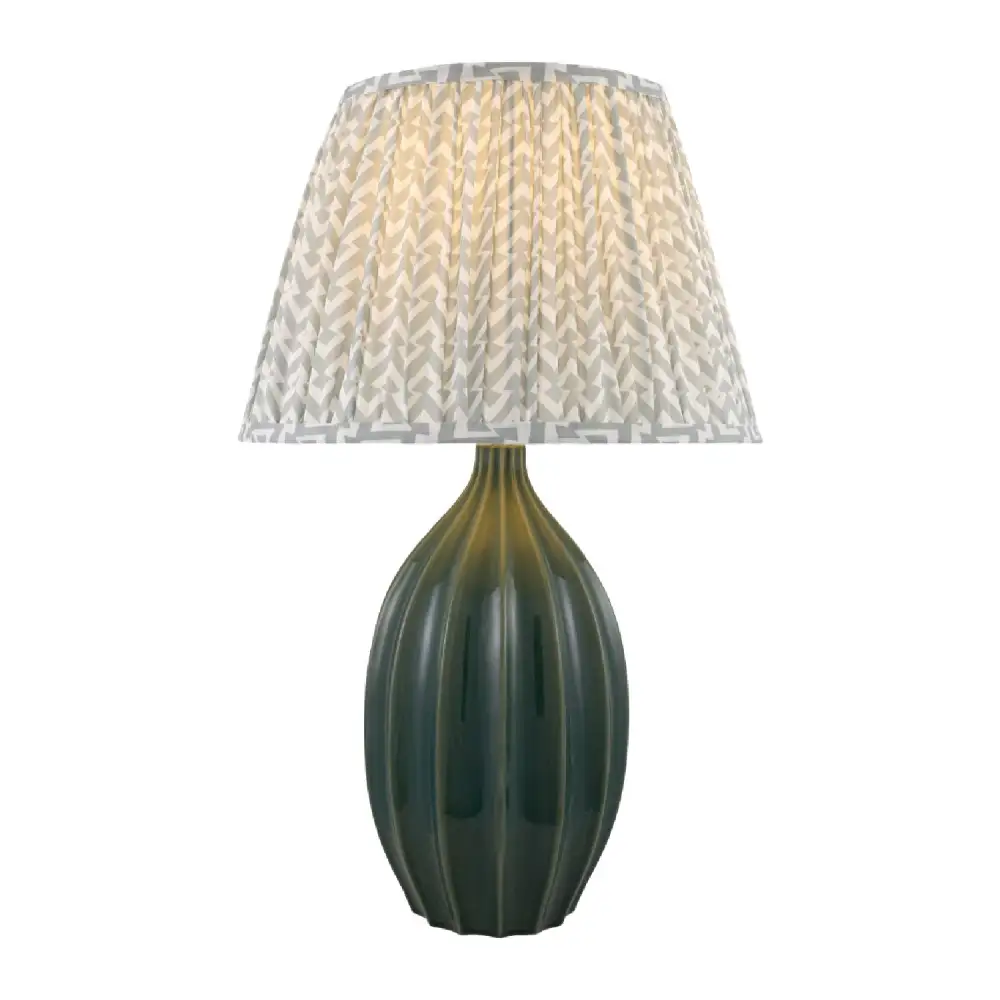 Modern Fluted Ceramic Metal Stone Table Lamp