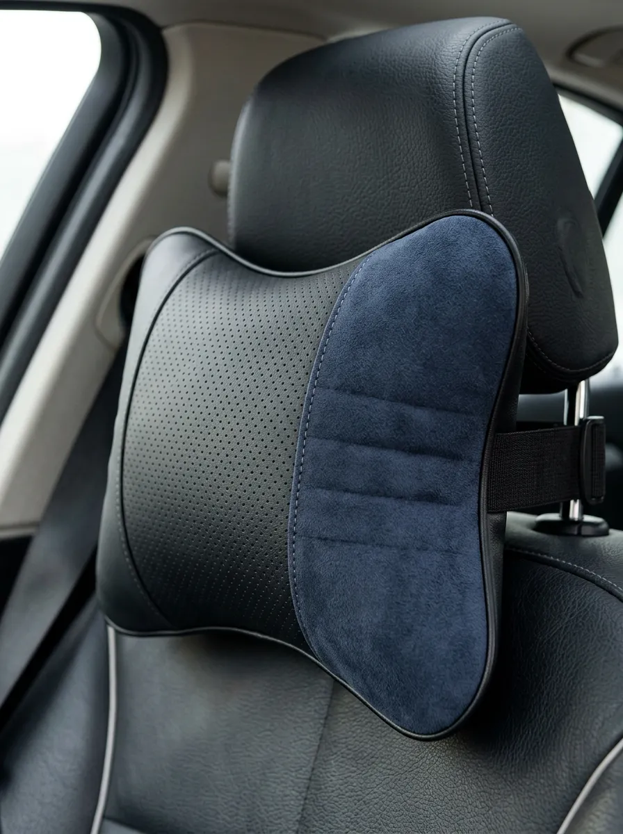 Perforated Suede-Texture Leather-Texture Car Neck Pillow