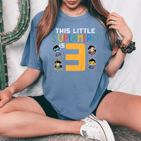 This Little Superhero Is 3 3Rd Birthday Hero Bday Boys Girls Women's Oversized Comfort T-Shirt
