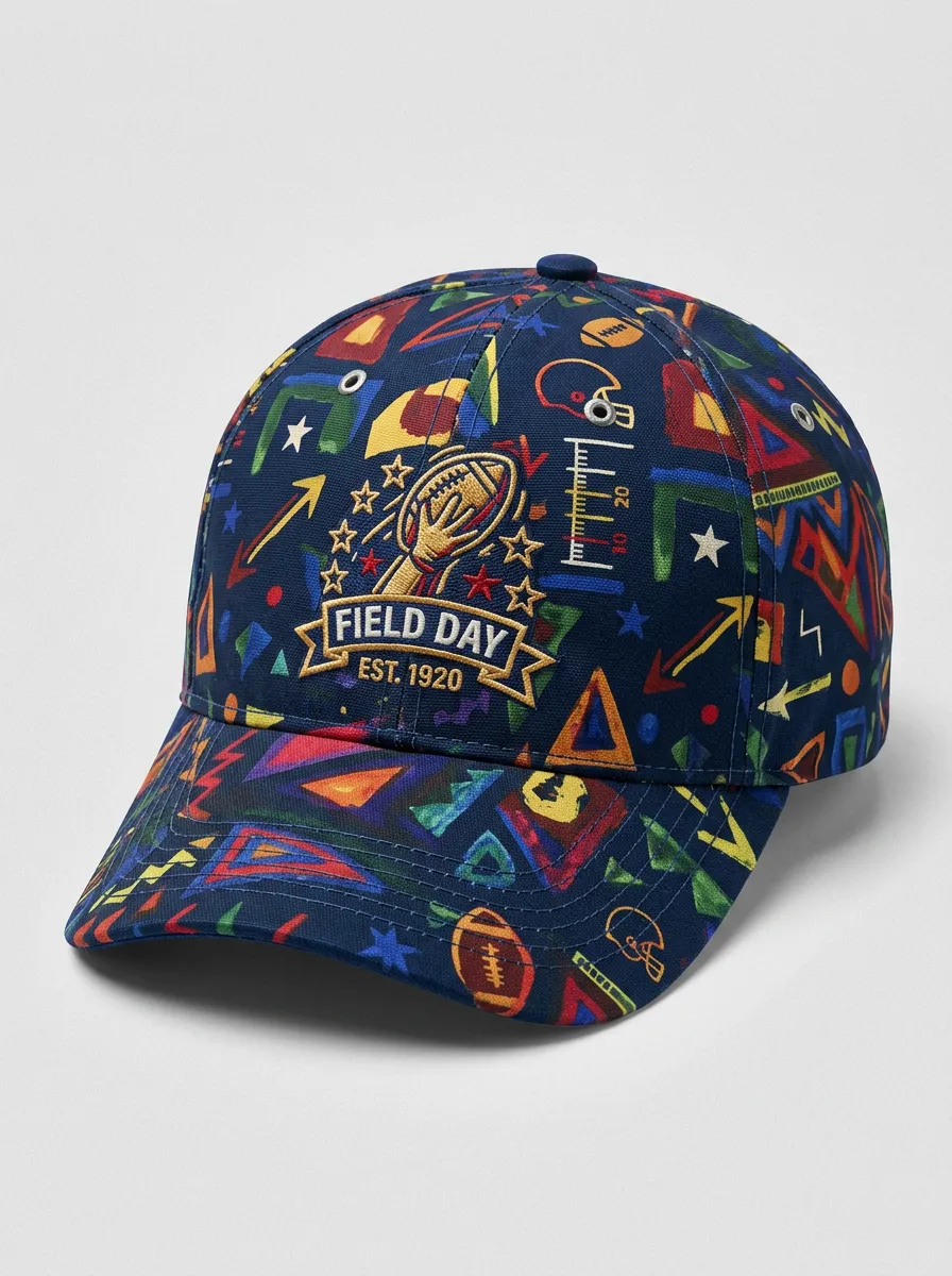 Unisex American Football Lover Field Day Pattern Printed Baseball Cap