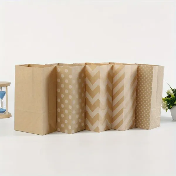 10 Pcs Patterned Kraft Gift Bag