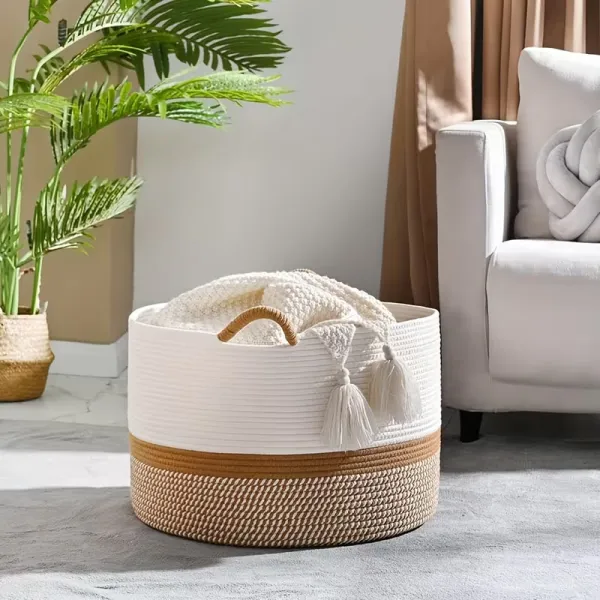 Two-Tone Woven Organizer Basket