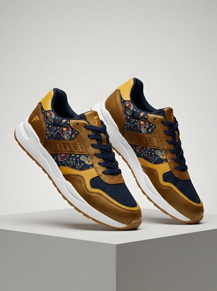 Everyday Men's American Football Fan Helmet Pattern Printed Sneakers