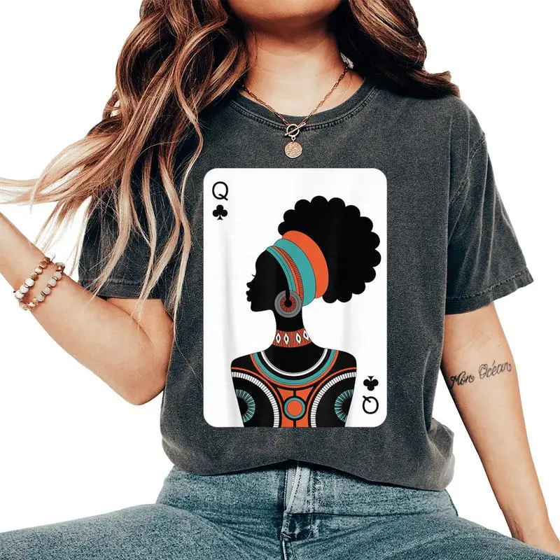 Black Woman Queen Card Women's Oversized Comfort T-Shirt