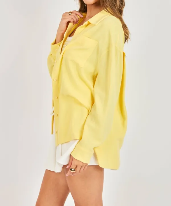 Yellow Linen Blend Relaxed Top