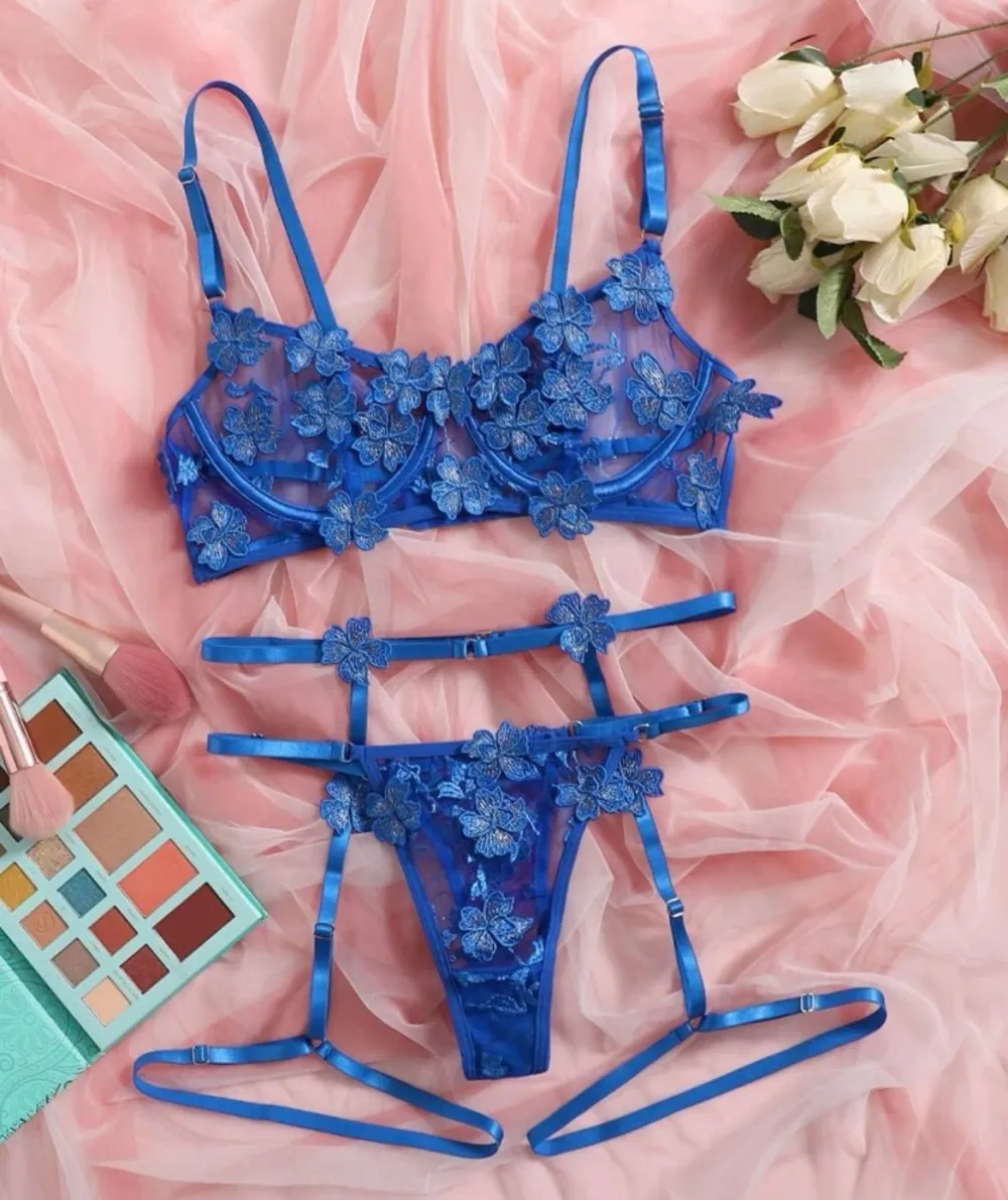 Embroidered Lace Lingerie Set