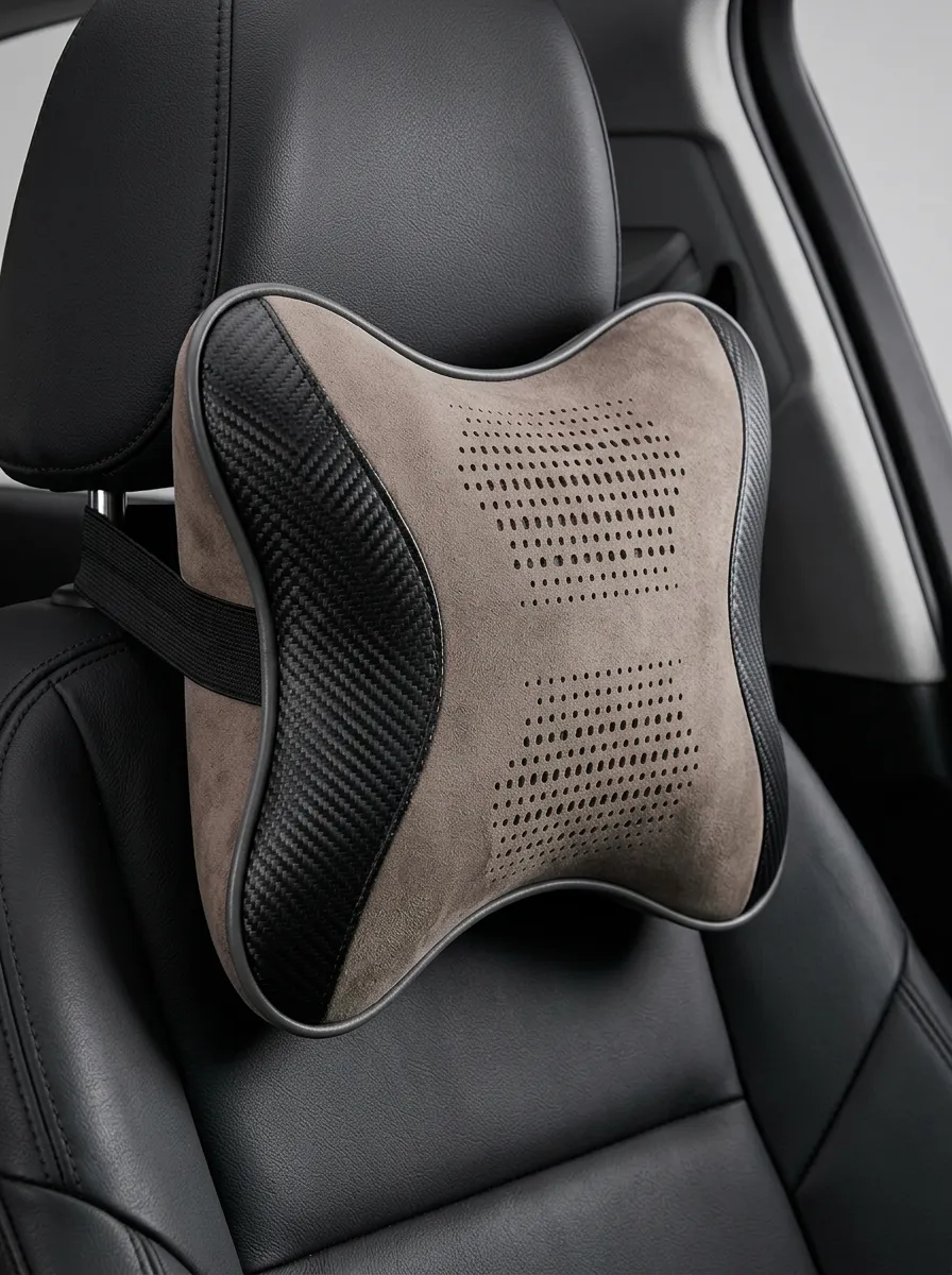 Perforated Suede-Texture Car Neck Pillow