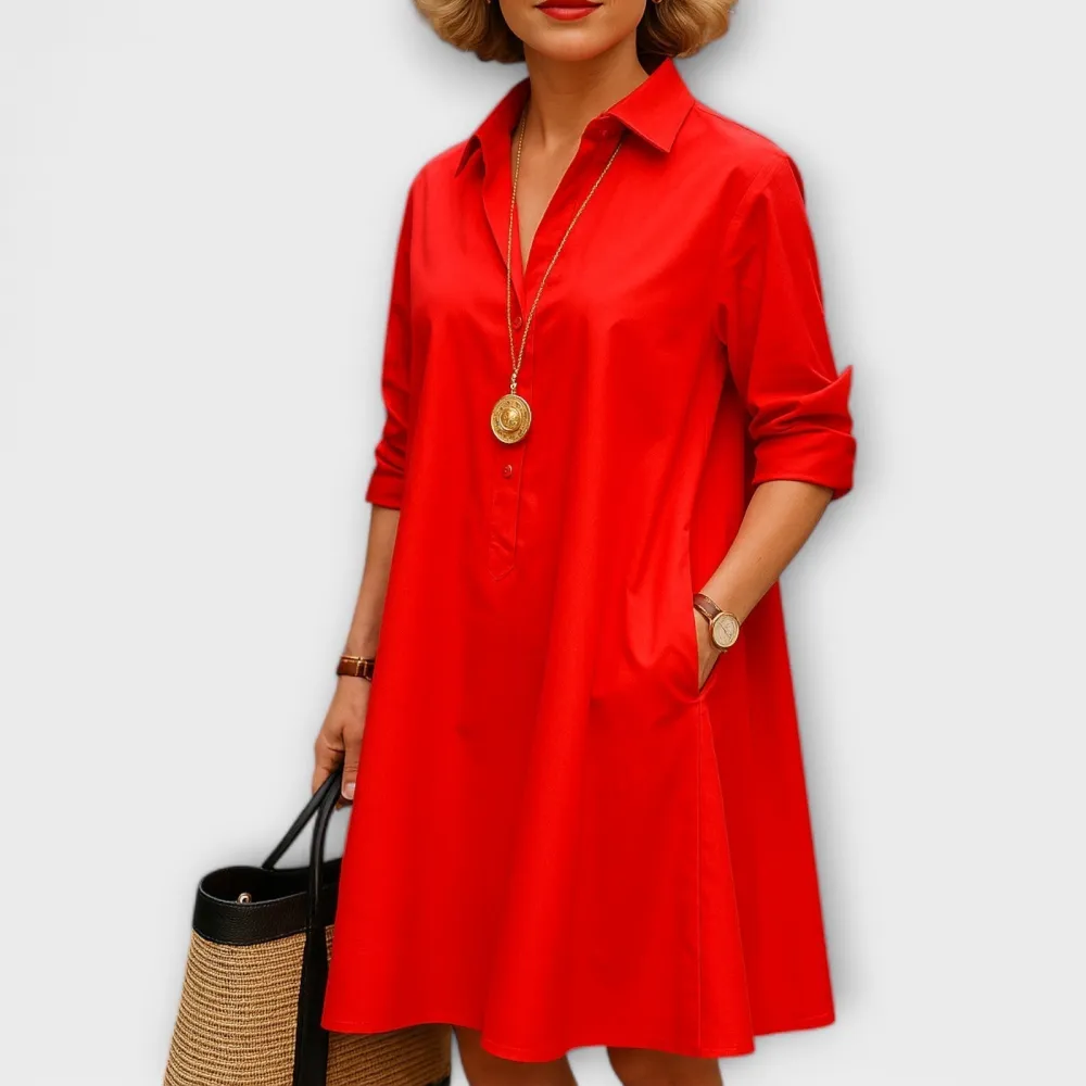 Refined Shirt Style Relaxed Casual Dress