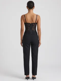 Floral Lace-Trim Gothic-Inspired Hook-Front Women's Corset Top