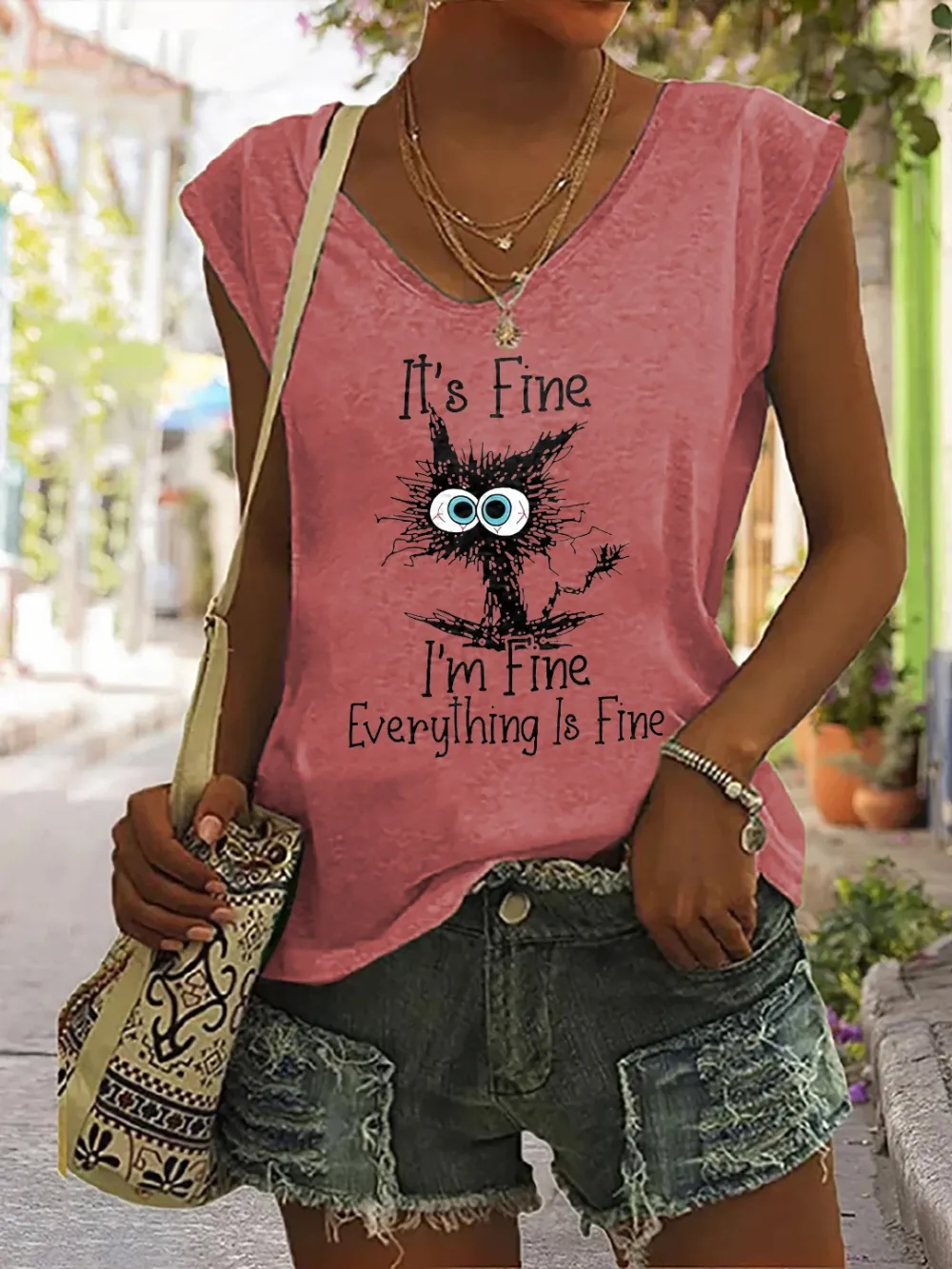 Funny Cat Printed Tank
