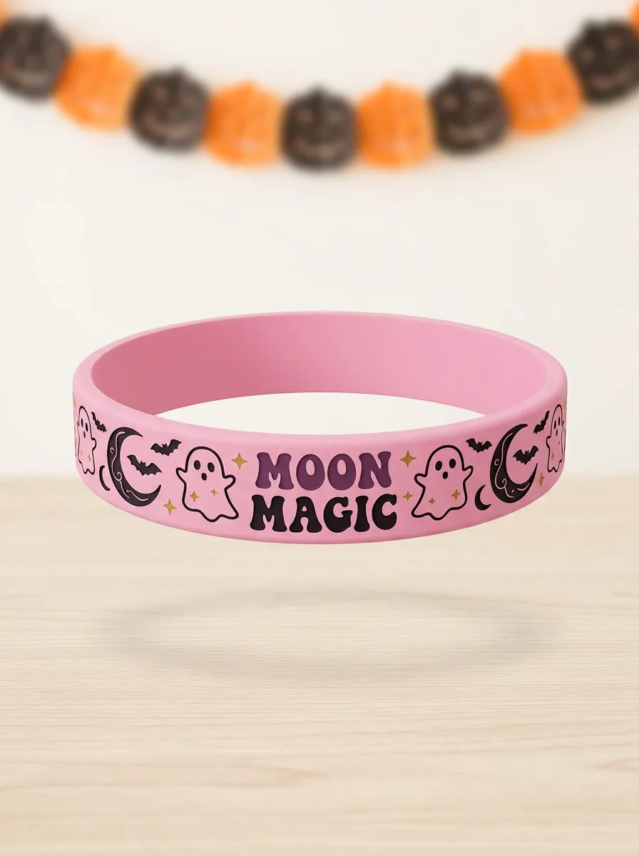 Ghost Bat Magic Halloween Graphic Wristband