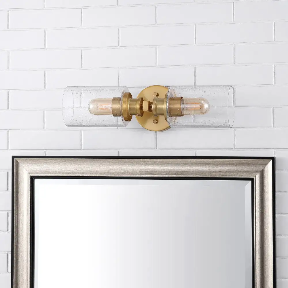 Cylinder Dual-Light Iron/seeded Glass Farmhouse Contemporary LED Wall Sconce