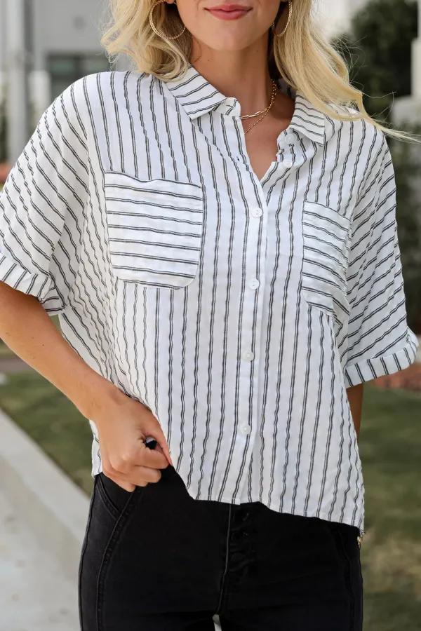 White Striped Blouse